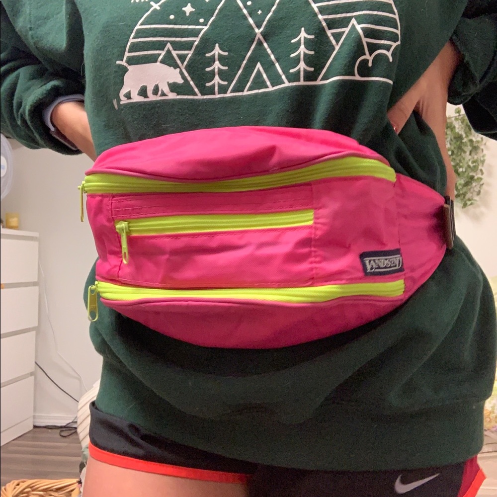 neon pink and yellow fanny pack